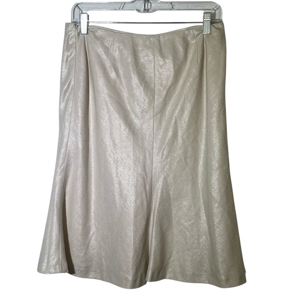 Anne Klein Suit Metallic Beige Textured Skirt Size 6 - Picture 1 of 12